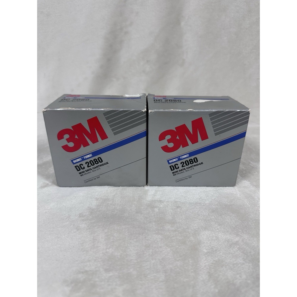2 Boxes of 5 NEW 3M mini data cartridge tapes 80 Mbytes 1989 computer DC2080 NOS